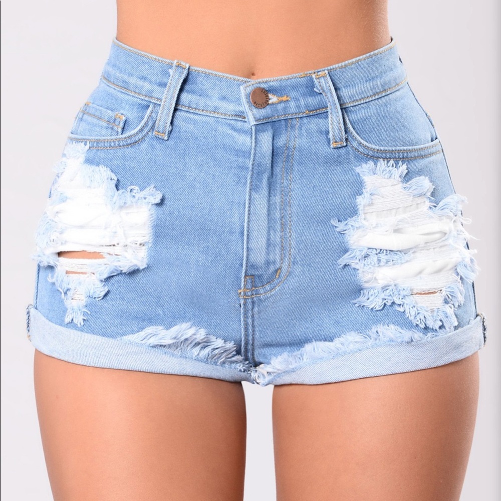 Fashion Nova Destroyed Distressed High Shorts